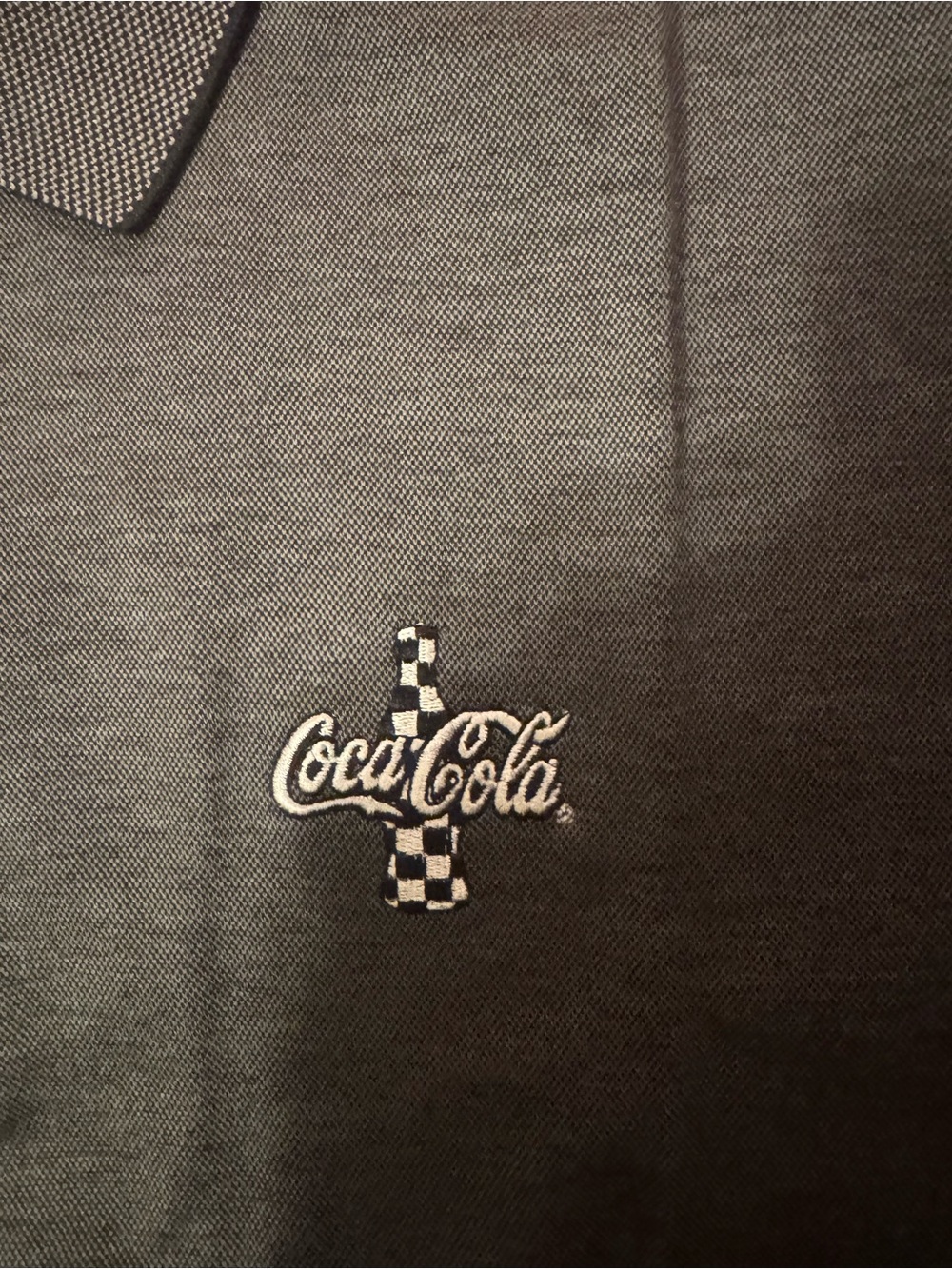 Vintage Vantage Golf Shirt Men’s Embroidered Coca Cola  with Checker Accent